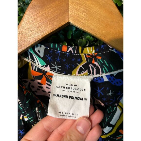 Anthropologie Maeve Masha Volnova Carmiel Buttondown Top Sz 2 - Picture 6 of 9